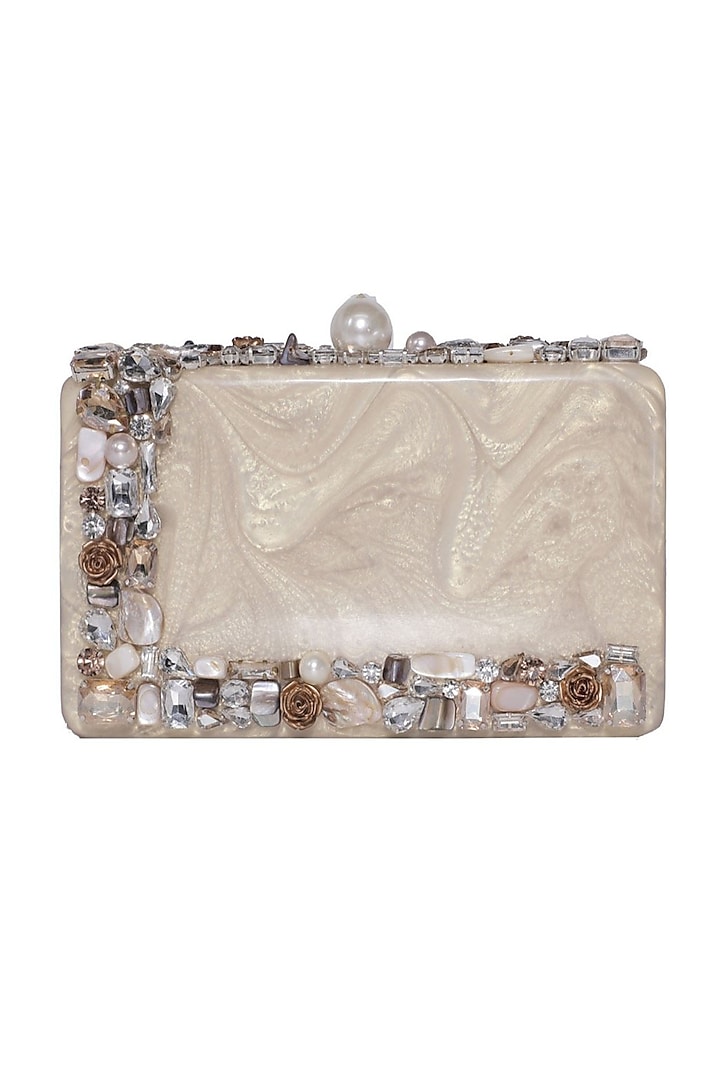Gold Pearl Embellished Clutch by Be Chic