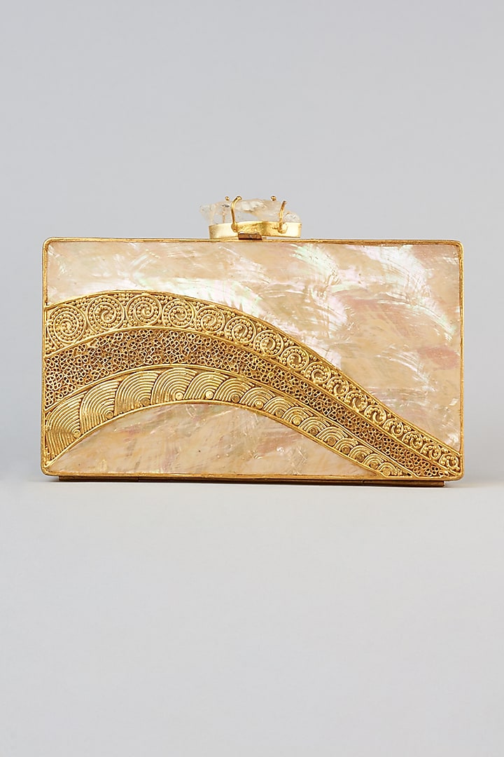 Gold Handcrafted Clutch by Be Chic