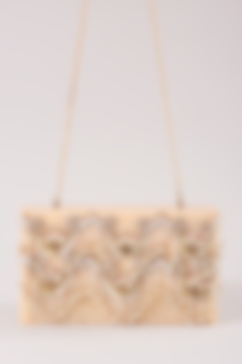 Peach Resin Embroidered Clutch by Be Chic