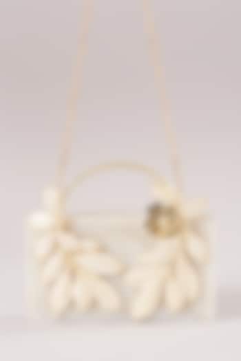 Ivory Resin Clutch With Metallic Handle by Be Chic