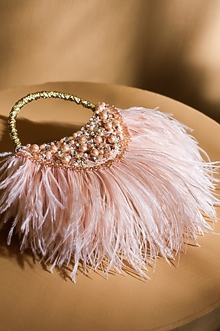 Pink Hand Embroidered Clutch by Be Chic