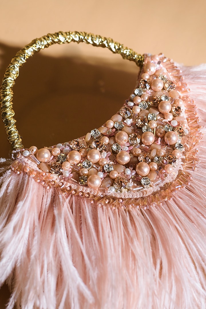 Pink Hand Embroidered Clutch by Be Chic at Pernia's Pop Up Shop
