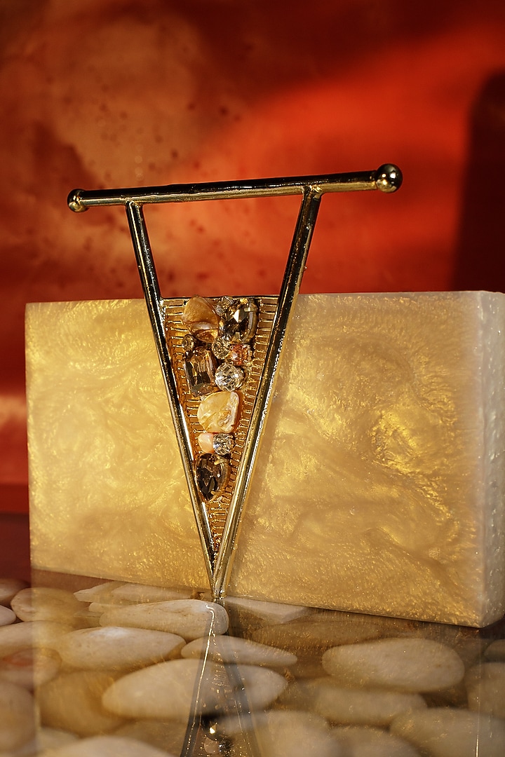 Gold Pearl Hand-Poured Clutch by Be Chic at Pernia's Pop Up Shop