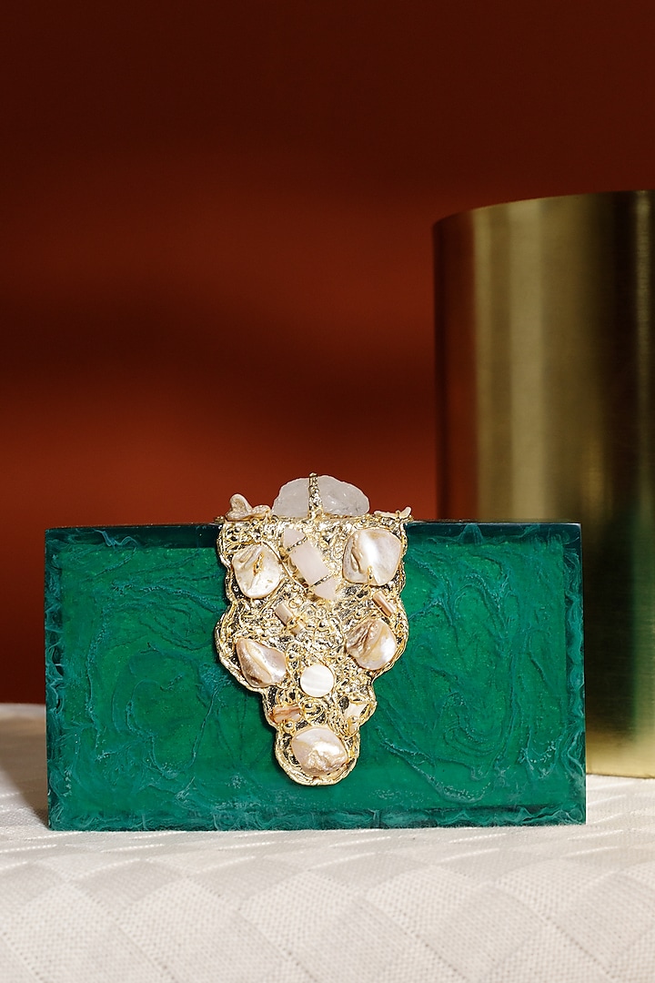 Green Hand-Poured Clutch by Be Chic