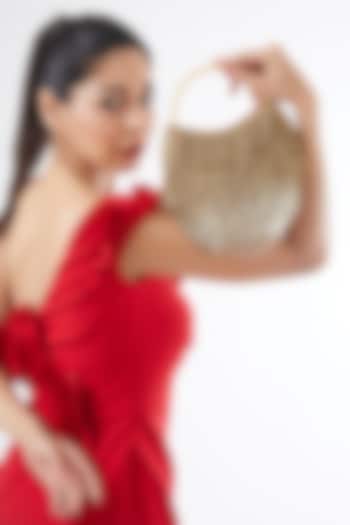 Gold Satin Hand Embroidered Potli by Be Chic at Pernia's Pop Up Shop