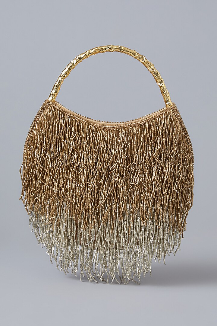 Gold Satin Hand Embroidered Potli by Be Chic at Pernia's Pop Up Shop