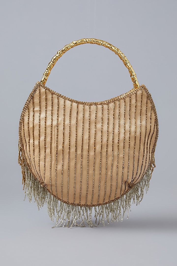 Gold Satin Hand Embroidered Potli by Be Chic at Pernia's Pop Up Shop