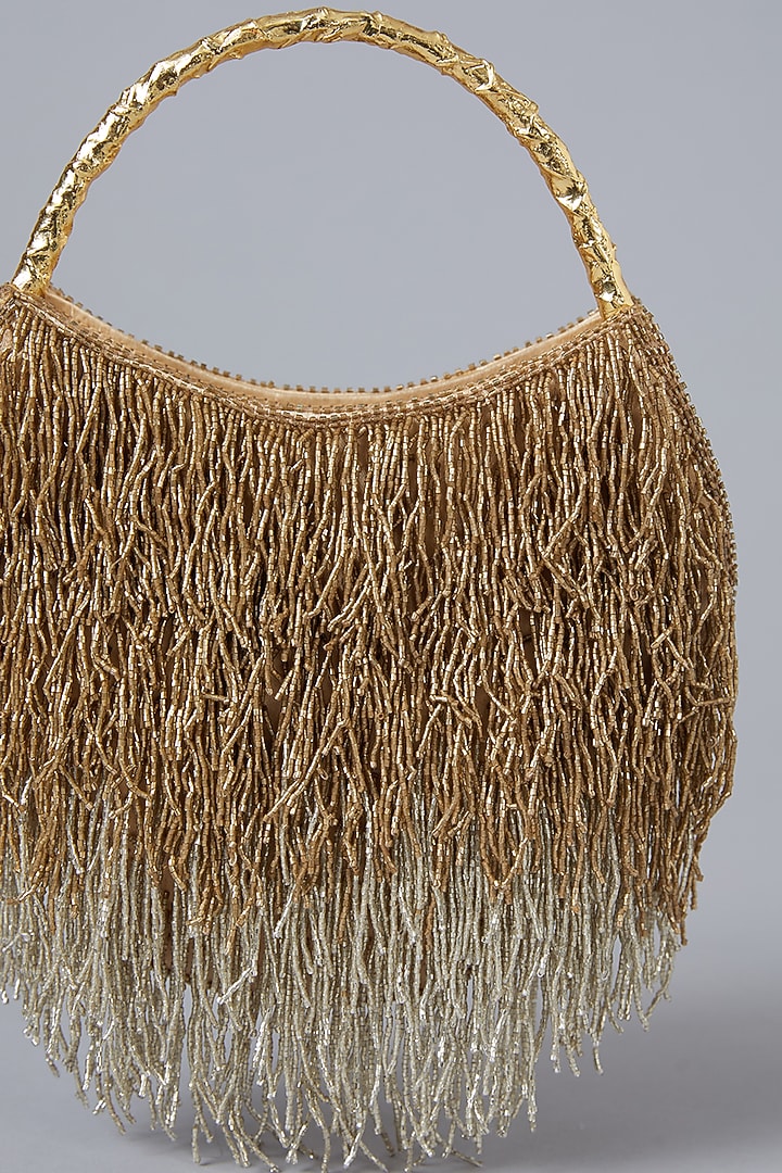 Gold Satin Hand Embroidered Potli by Be Chic at Pernia's Pop Up Shop