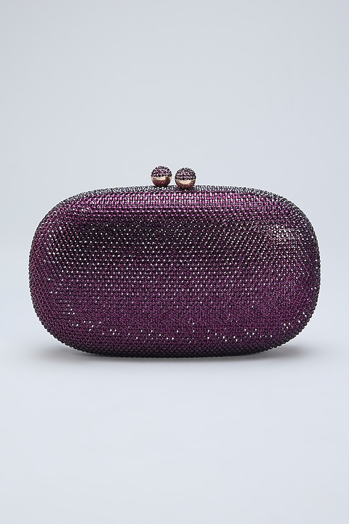 Purple Metal & Crystal Clutch by Be Chic at Pernia's Pop Up Shop