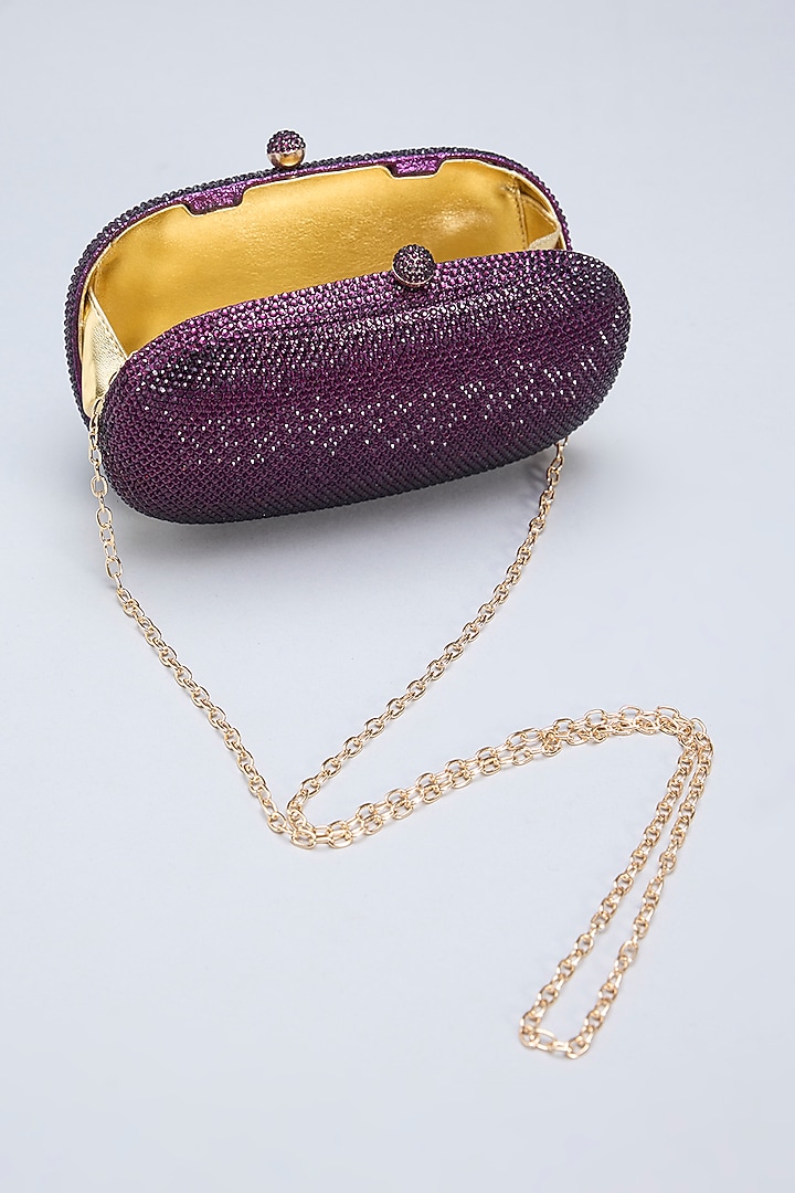 Purple Metal & Crystal Clutch by Be Chic at Pernia's Pop Up Shop
