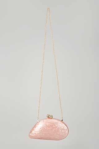 Pink Acrylic Crystal Work Clutch by Be Chic