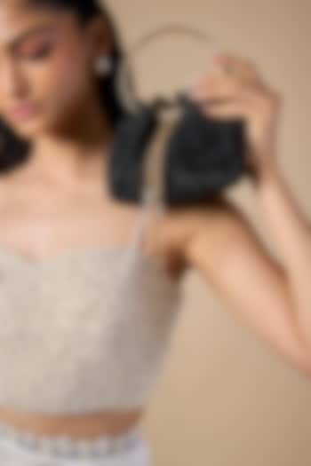 Black Velvet Crystal Embellished Bucket Bag by Be Chic at Pernia's Pop Up Shop