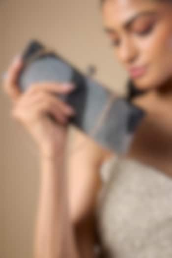 Black Metal Crystal Embellished Ripple Clutch by Be Chic at Pernia's Pop Up Shop