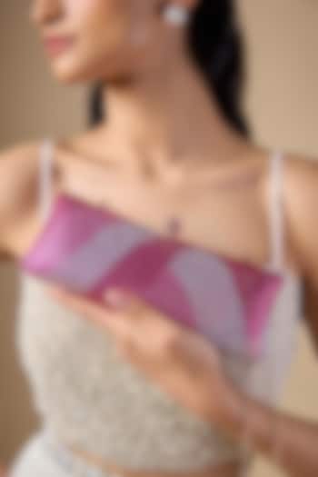 Pink Metal Crystal Embellished Ripple Clutch by Be Chic at Pernia's Pop Up Shop