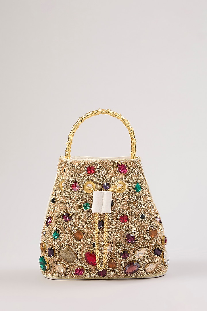 Gold Korean Silk Bucket Bag by Be Chic at Pernia's Pop Up Shop