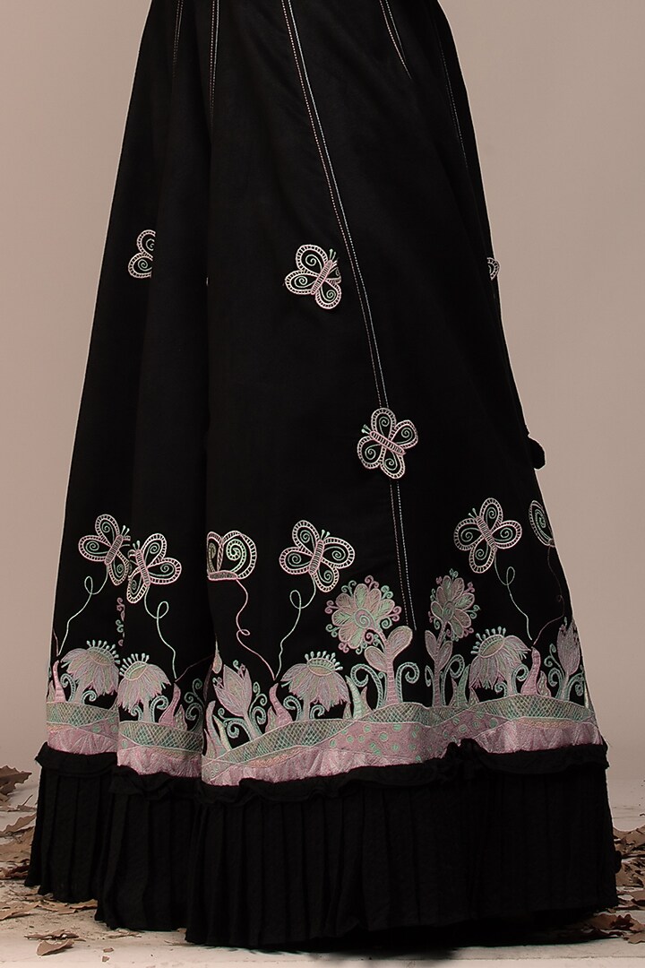 Black Suede Embroidered Wedding Lehenga Set by Beejoliyo at Pernia's Pop Up Shop