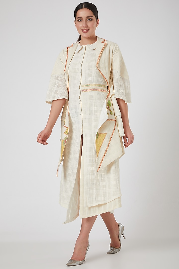 Beige Embroidered Jacket Dress by Beejoliyo