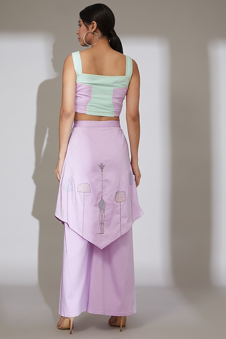 Lavender Embroidered Wide Leg Pants by Beejoliyo at Pernia's Pop Up Shop