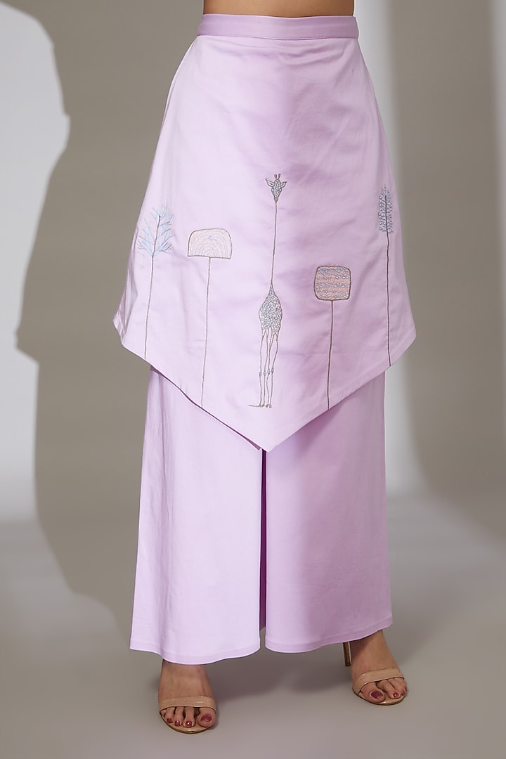 Lavender Embroidered Wide Leg Pants by Beejoliyo at Pernia's Pop Up Shop