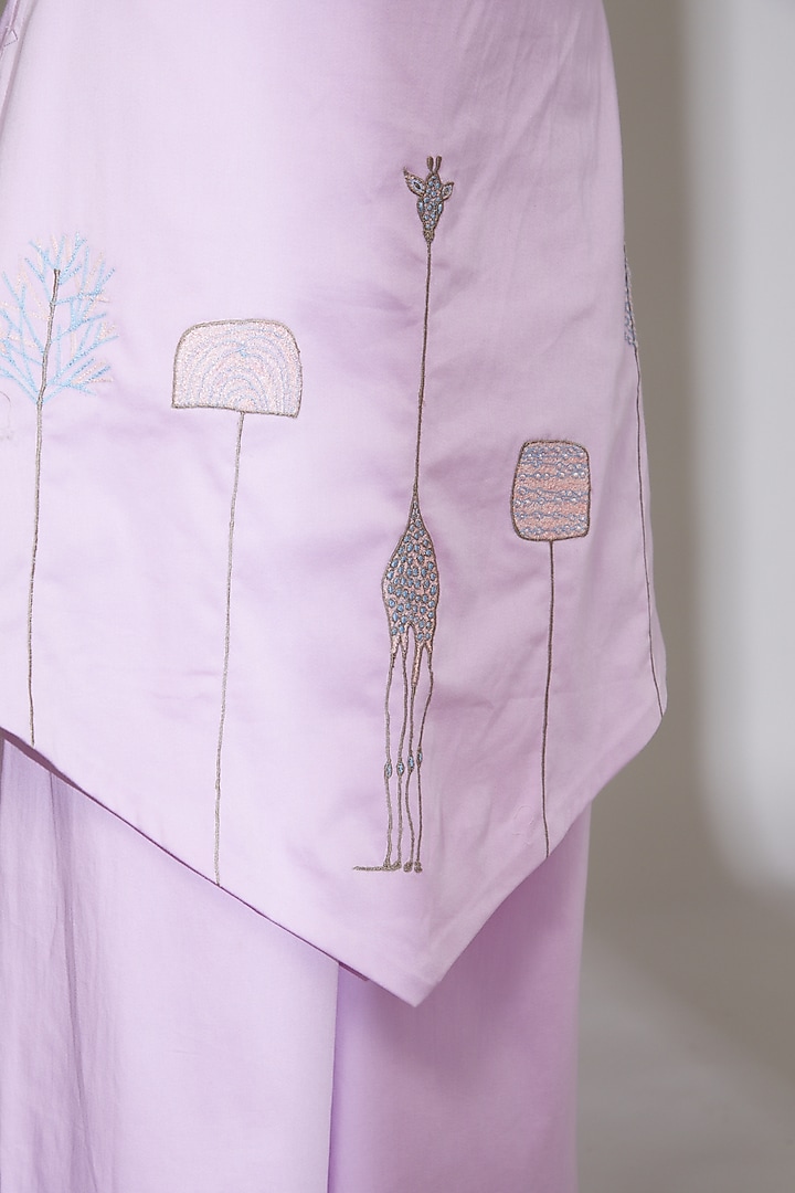Lavender Embroidered Wide Leg Pants by Beejoliyo at Pernia's Pop Up Shop