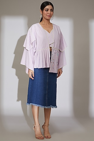 Lavender Embroidered Jacket by Beejoliyo
