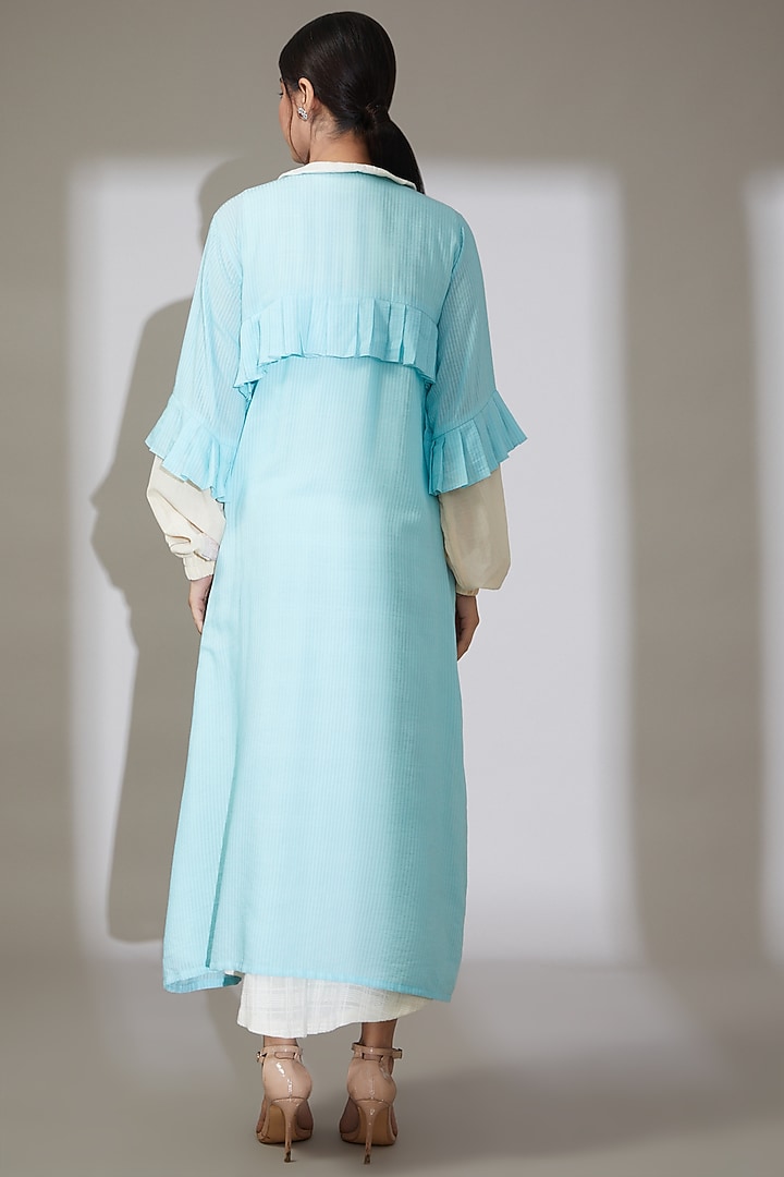 Blue & Off-White Soy Fabric Overlay by Beejoliyo at Pernia's Pop Up Shop