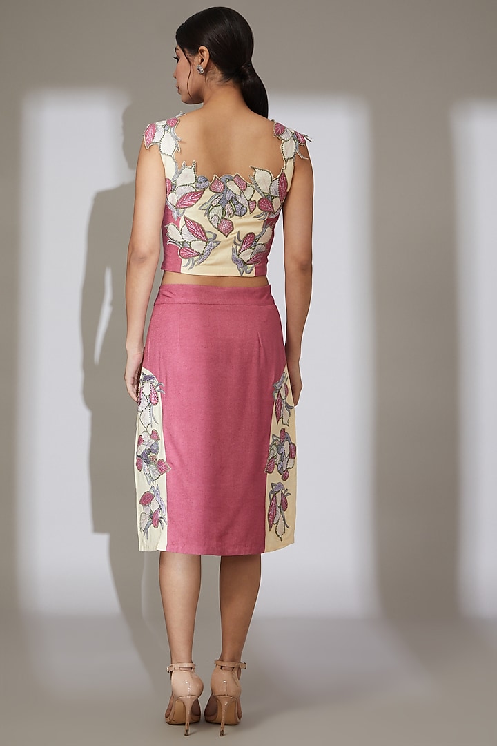 Maroon & Cream Embroidered Skirt Set by Beejoliyo at Pernia's Pop Up Shop