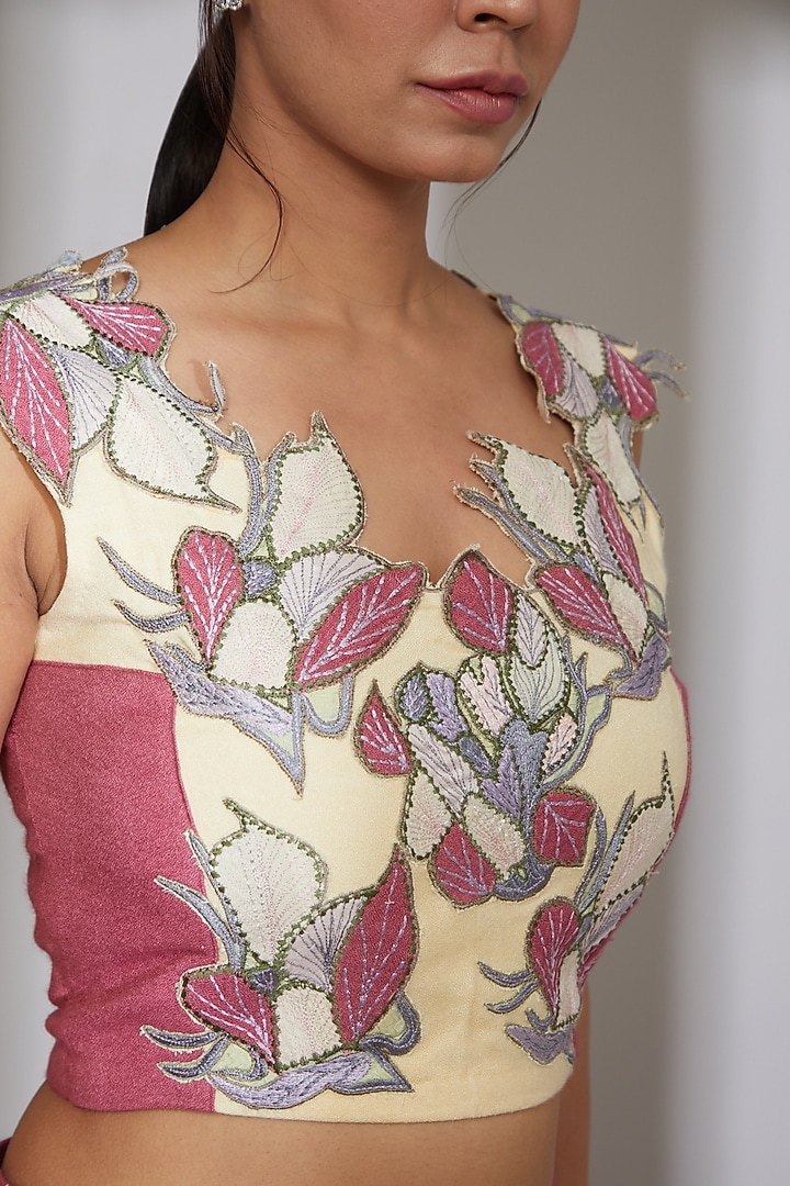 Maroon & Cream Embroidered Skirt Set by Beejoliyo at Pernia's Pop Up Shop