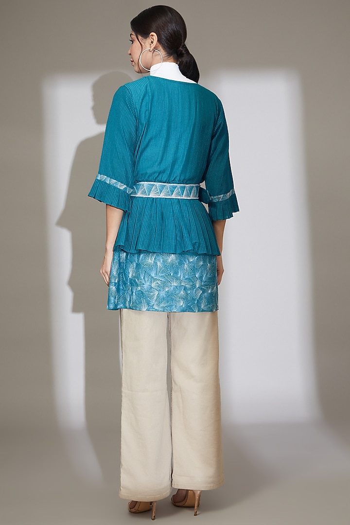 Prussian Blue Banana Cotton Overlay Top by Beejoliyo at Pernia's Pop Up Shop