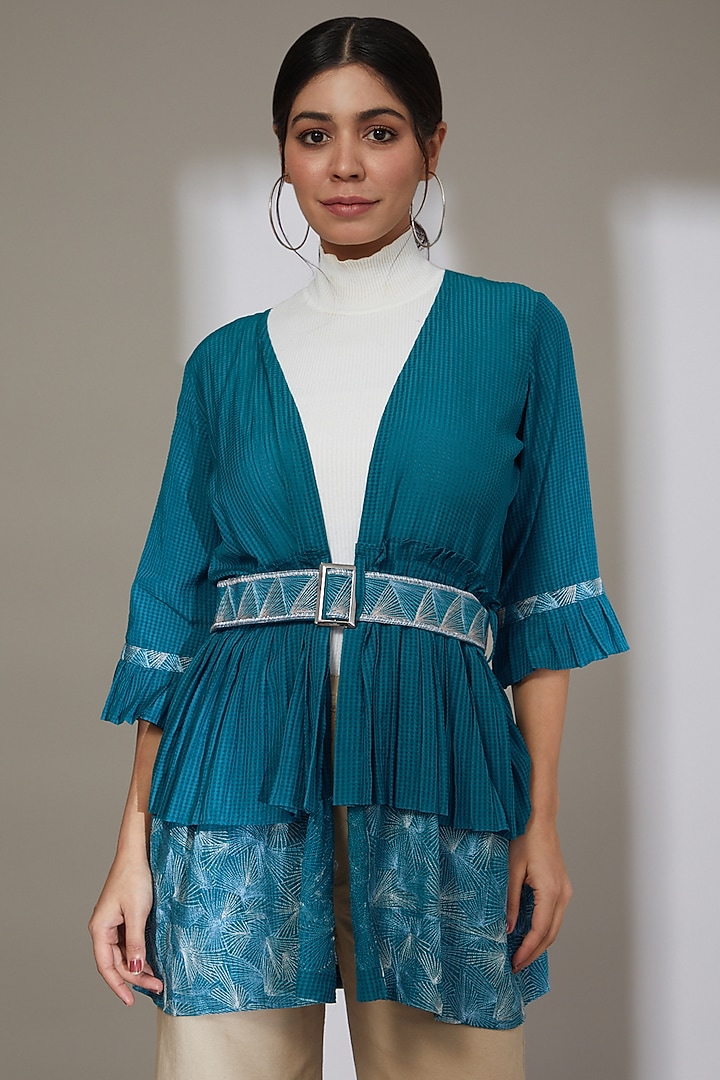 Prussian Blue Banana Cotton Overlay Top by Beejoliyo at Pernia's Pop Up Shop