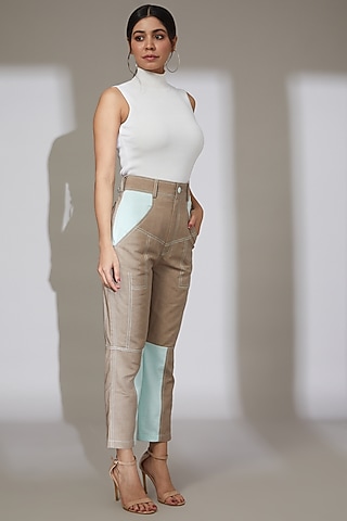 Peanut Brown Recycled Cotton Pants by Beejoliyo