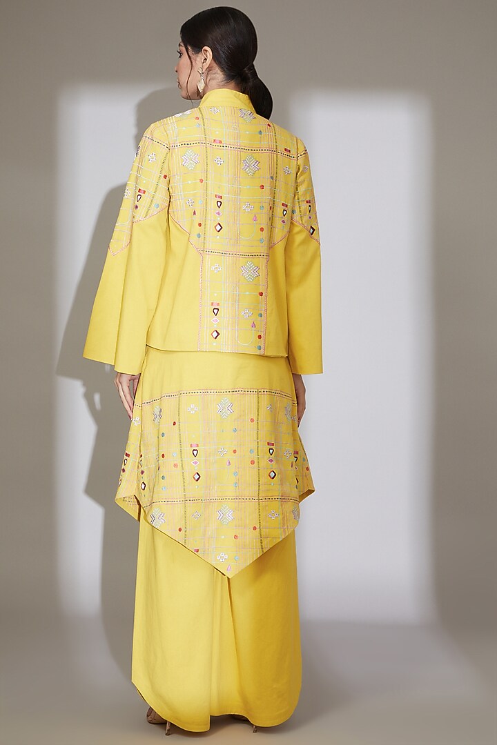 Mustard Yellow Embroidered Pant Set by Beejoliyo at Pernia's Pop Up Shop