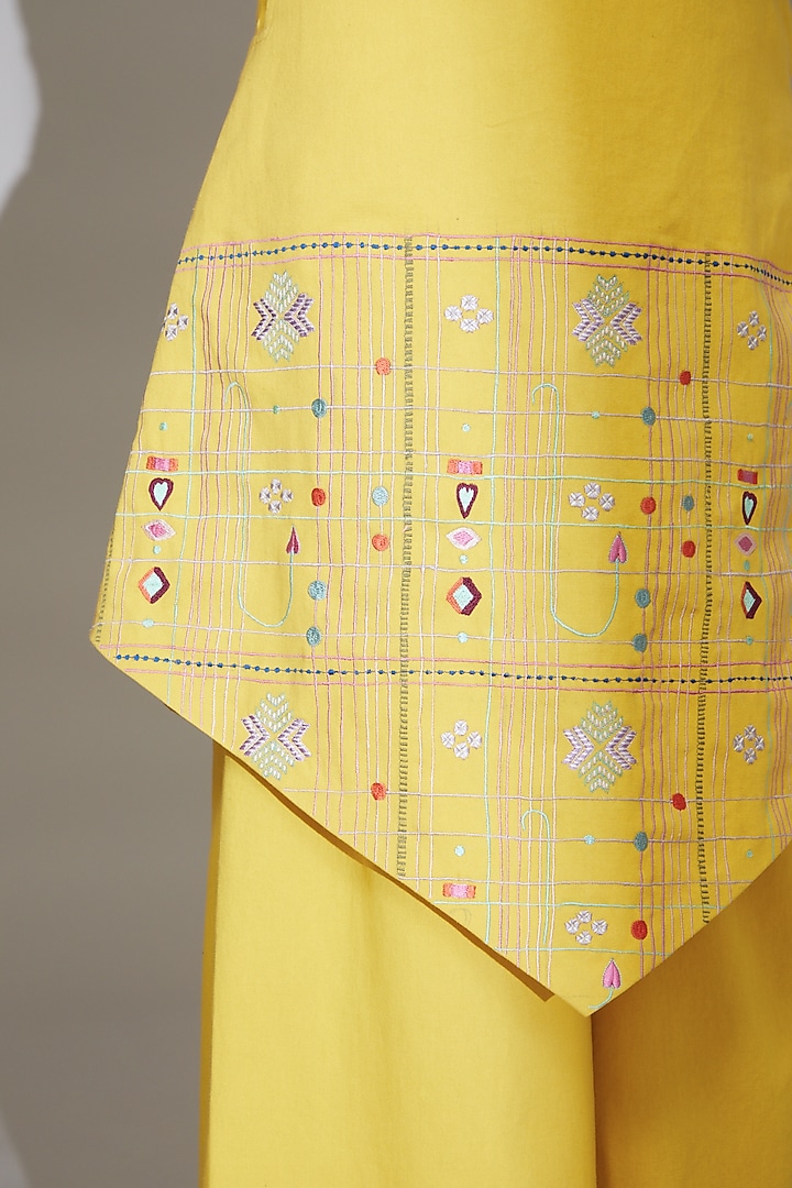 Mustard Yellow Embroidered Pant Set by Beejoliyo at Pernia's Pop Up Shop