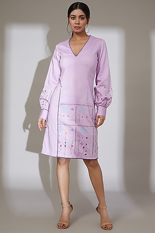 Lavender Embroidered Dress by Beejoliyo