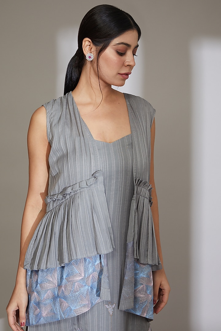 Grey Embroidered Overlay Top by Beejoliyo at Pernia's Pop Up Shop