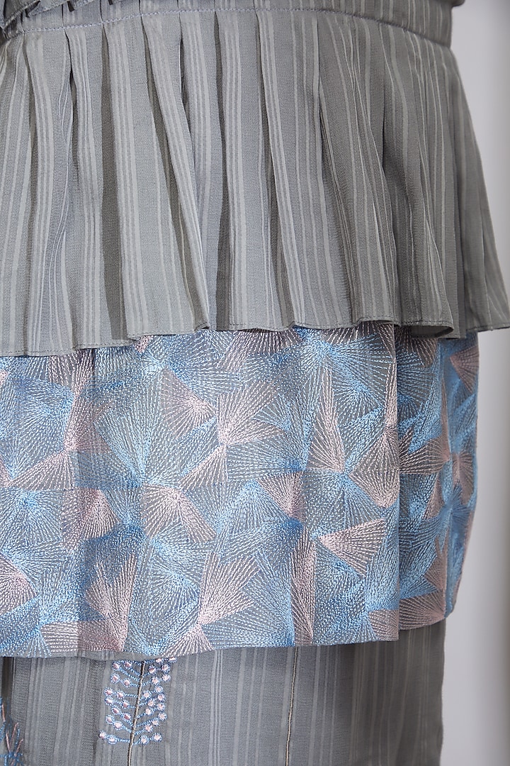 Grey Embroidered Overlay Top by Beejoliyo at Pernia's Pop Up Shop