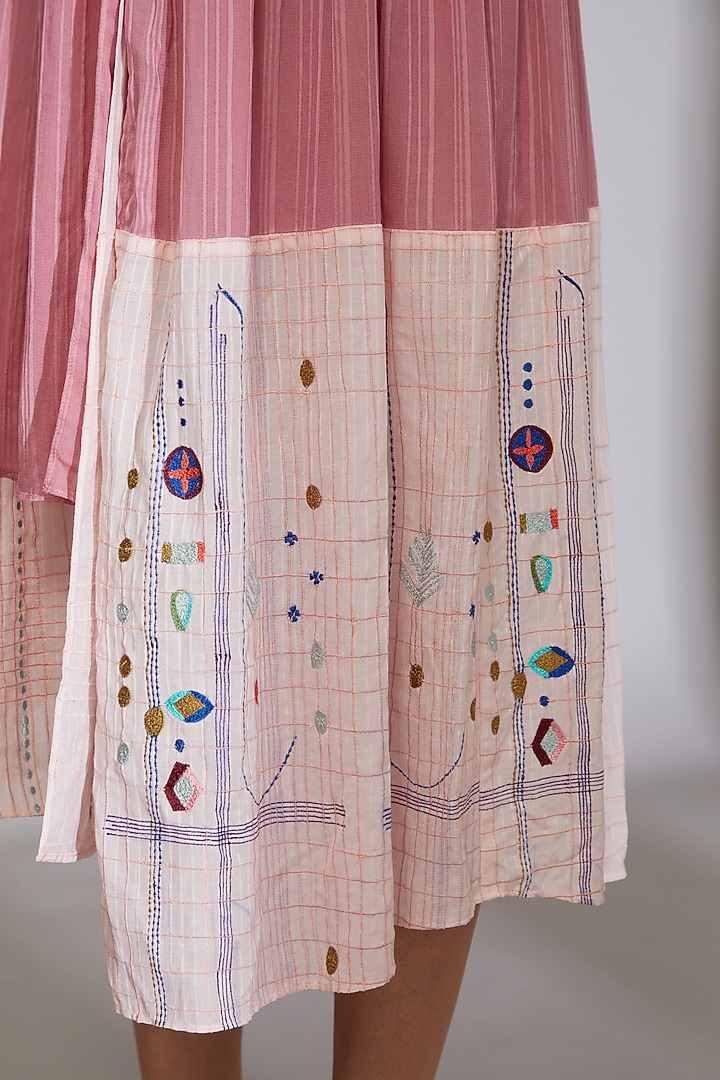 Pink Embroidered Asymmetric Summer Dress by Beejoliyo at Pernia's Pop Up Shop