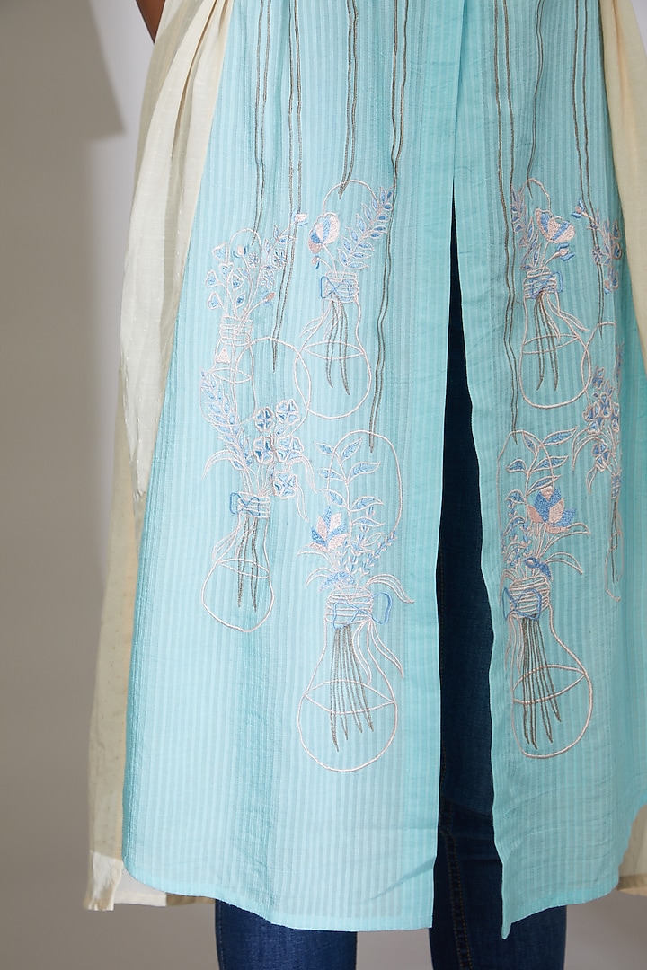 Off-White & Blue Corn Fabric Top by Beejoliyo at Pernia's Pop Up Shop
