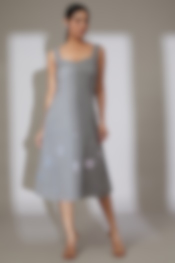 Charcoal Grey Soy Fabric A-line Dress by Beejoliyo