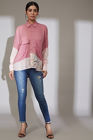 Onion Pink Soy Fabric Shirt by Beejoliyo