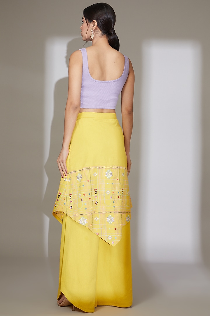 Mustard Yellow Recycled Cotton Wide Leg Pants by Beejoliyo at Pernia's Pop Up Shop