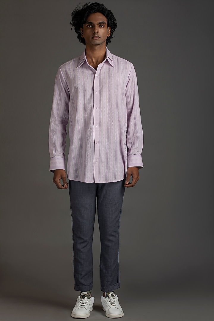 Lavender Patchwork Shirt by Beejoliyo Men
