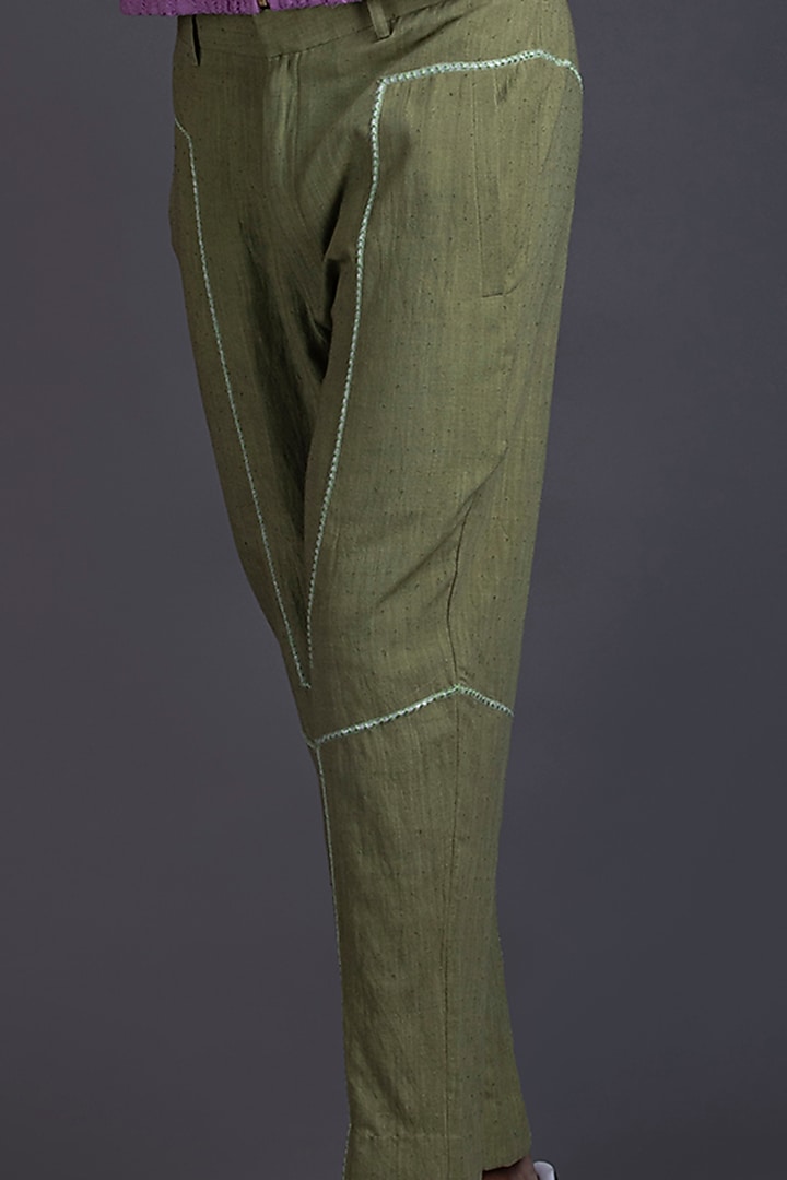 Sage Green High-Rise Patchwork Pants by Beejoliyo Men at Pernia's Pop Up Shop