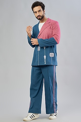 Deep Space Colour-Blocked Jacket Set by Beejoliyo Men