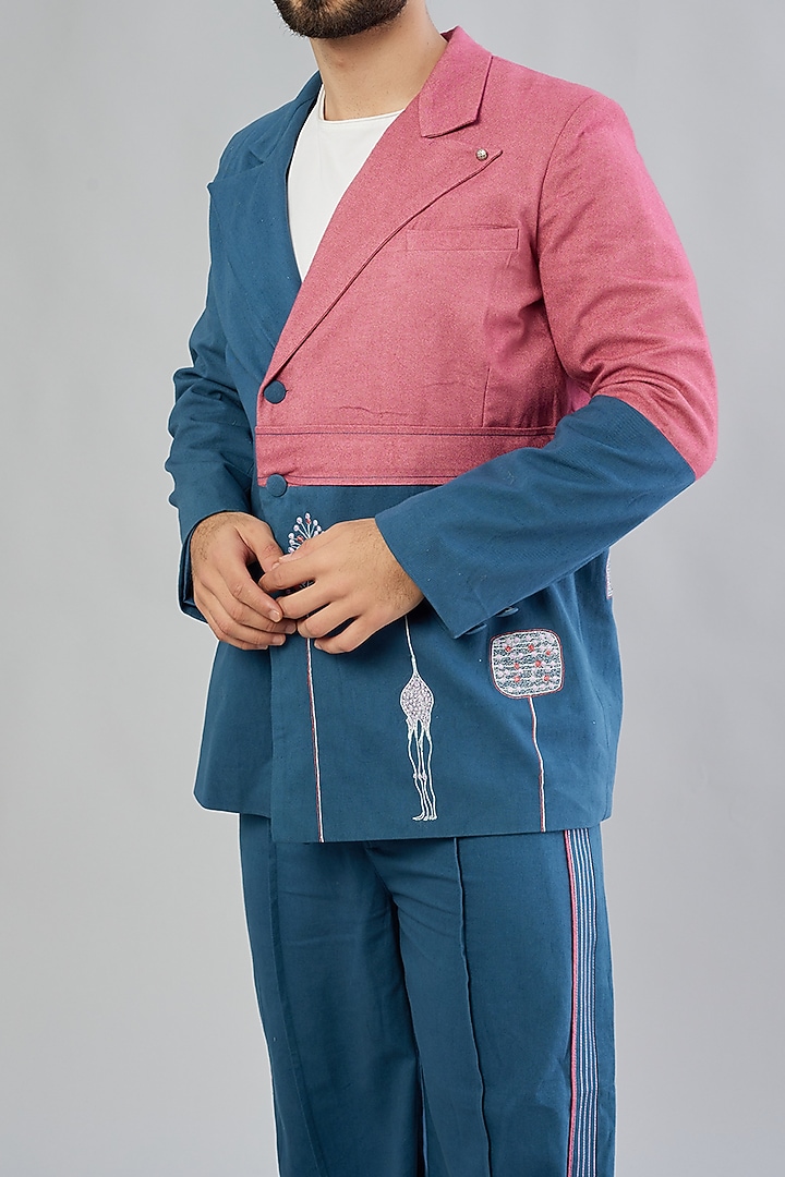 Deep Space Colour-Blocked Jacket Set by Beejoliyo Men at Pernia's Pop Up Shop
