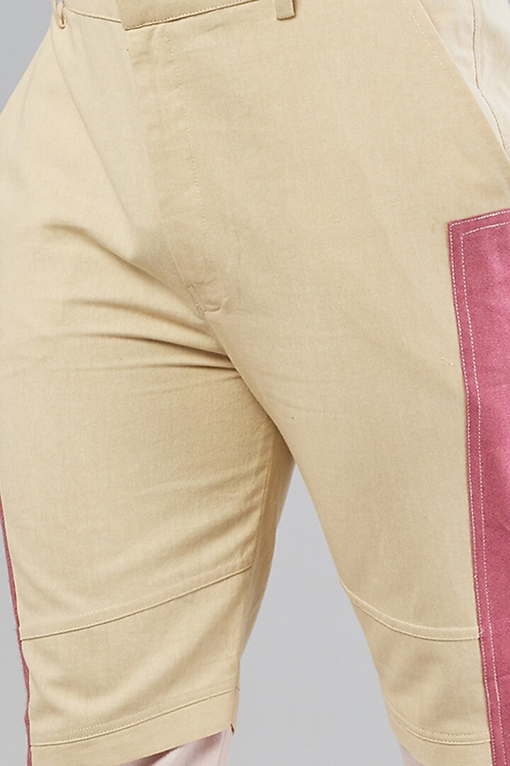 Beige Colour-Blocked Jogger Pants by Beejoliyo Men at Pernia's Pop Up Shop