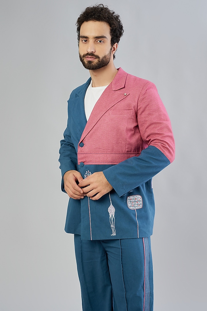 Deep Space Blue Colour-Blocked Jacket by Beejoliyo Men at Pernia's Pop Up Shop