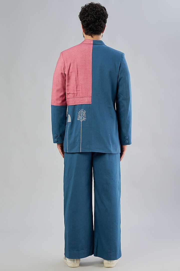 Deep Space Blue Colour-Blocked High-Waisted Pants by Beejoliyo Men at Pernia's Pop Up Shop