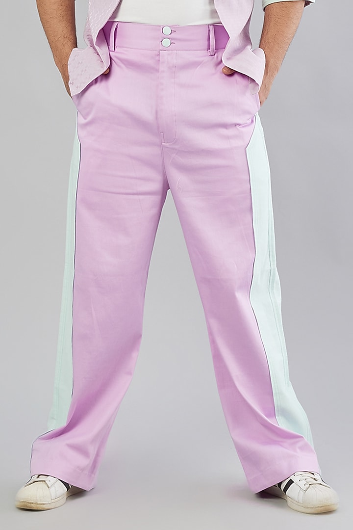 Lavender Colour-Blocked Pants by Beejoliyo Men