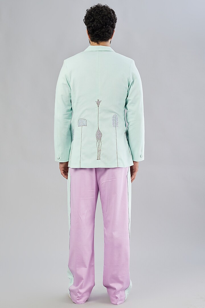 Lavender Embroidered Blazer by Beejoliyo Men at Pernia's Pop Up Shop